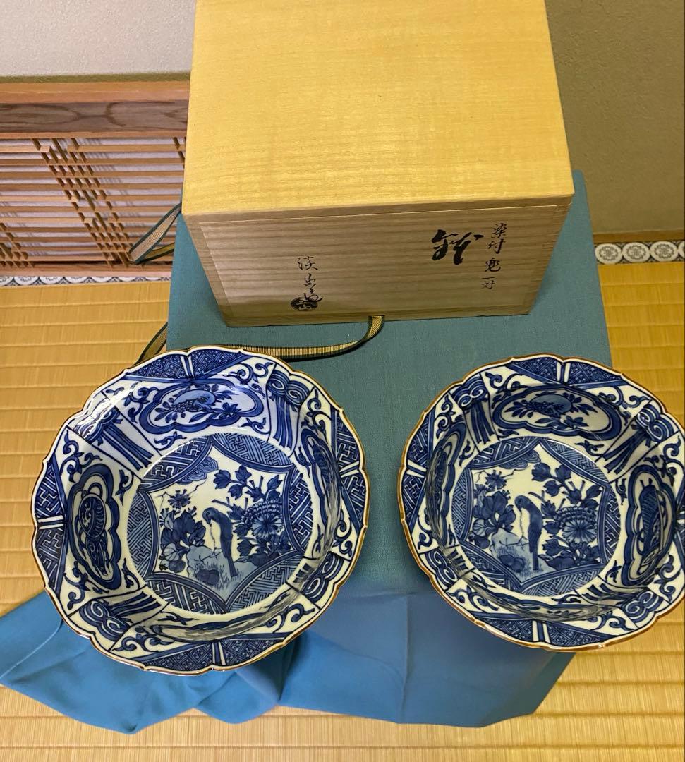 茶道具/染付兜鉢 一対 五山窯 林淡幽 - メルカリ