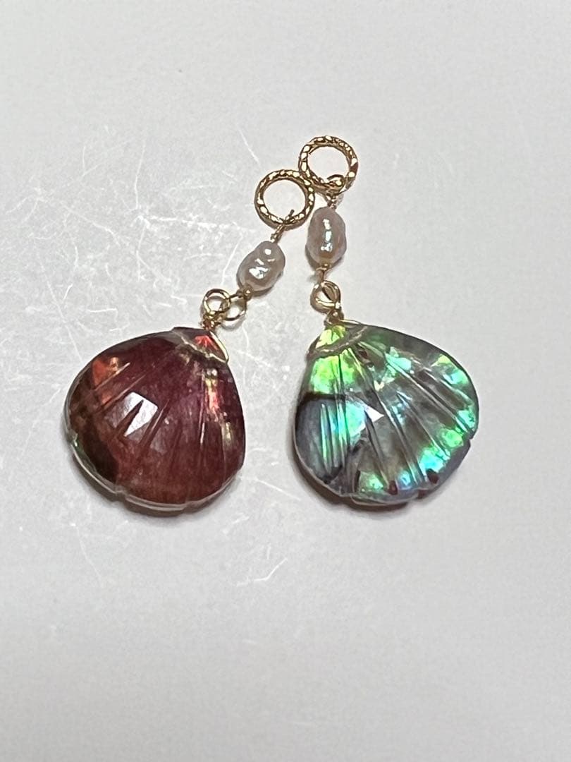 Kaya❤️ 両面別カラーアバロン　カービング　マルチフローライト14kgf