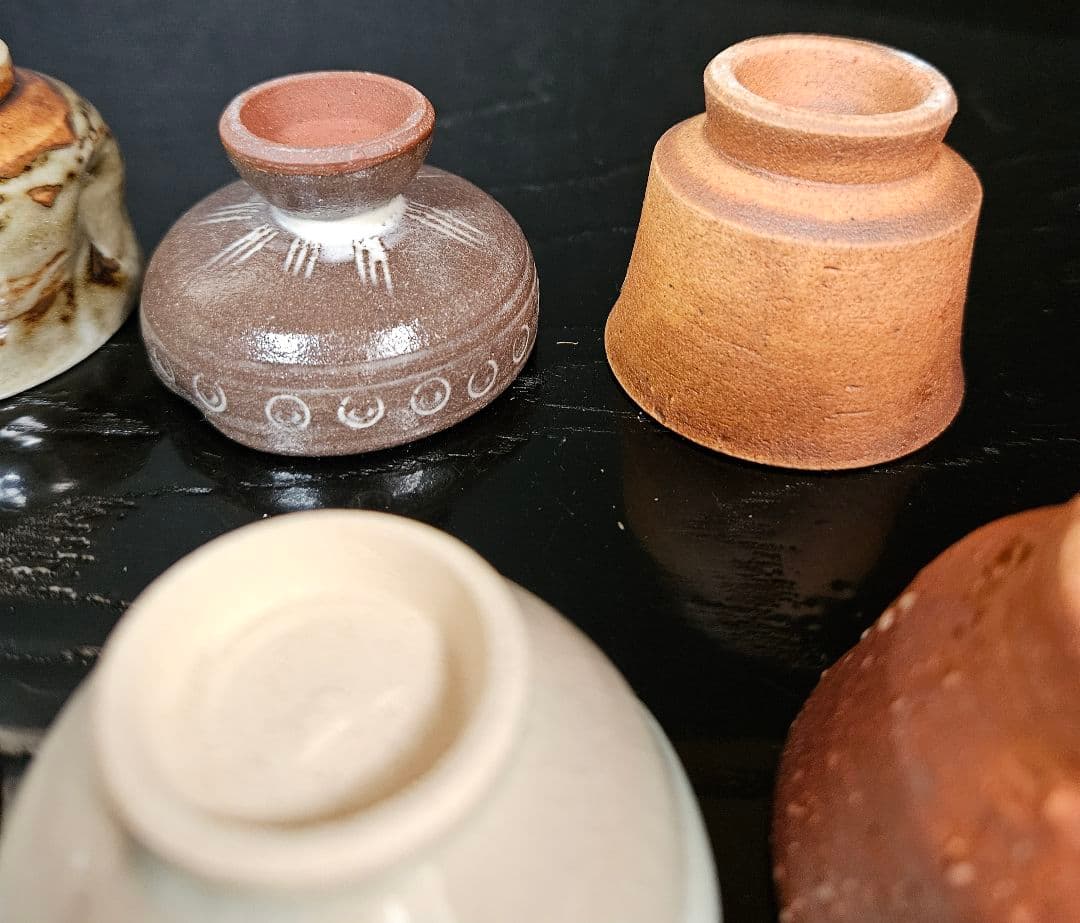 日本の陶器】ぐい呑 盃 10客 布志名 信楽 朝日焼 三助 赤膚 二本松萬古