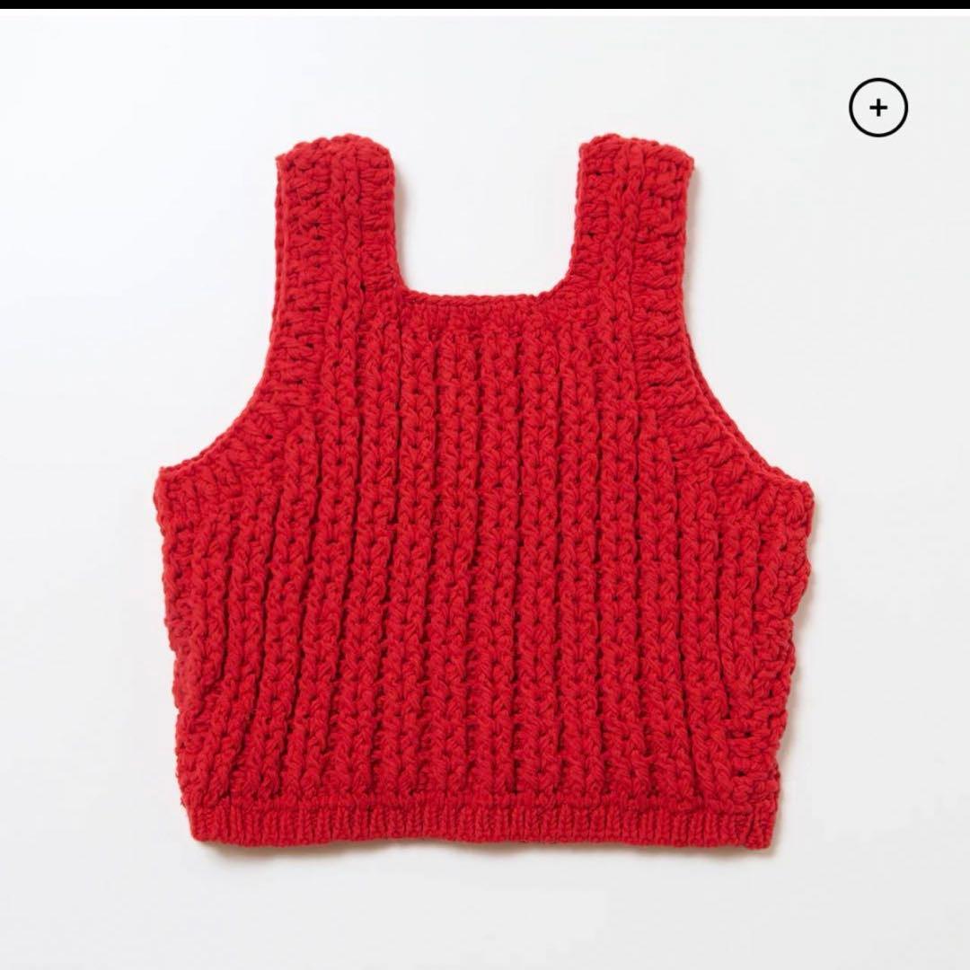 【THE SHISHIKUI】ショート丈ニットトップス 赤