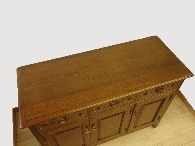 勇峰工芸 雅 花柄キャビネット1100 ナラ材家具 旭川家具 再塗装済