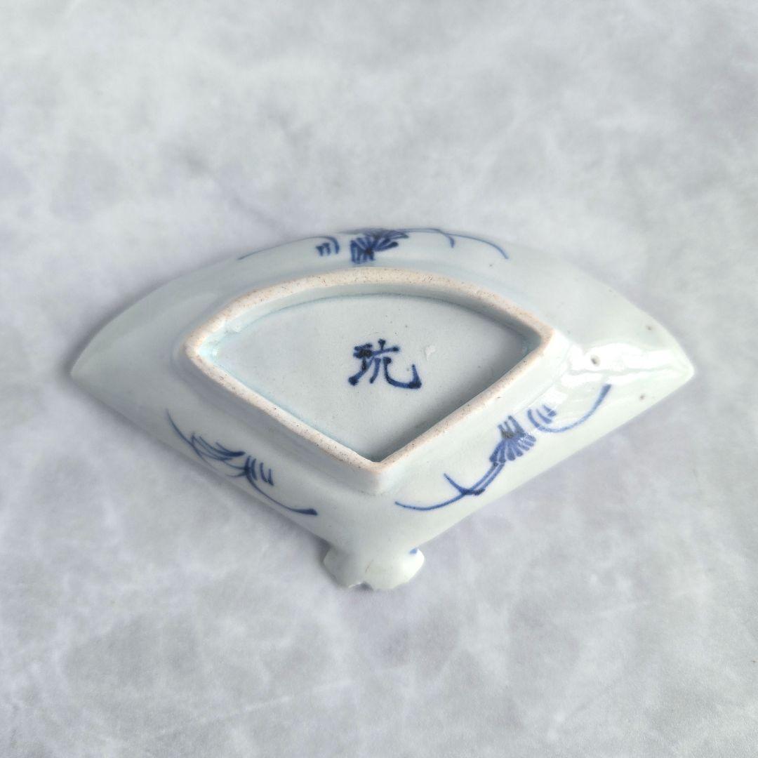 古伊万里 染付 豆皿 釣り 漁 唐人 江戸 骨董 アンティーク 金直し 金継ぎ