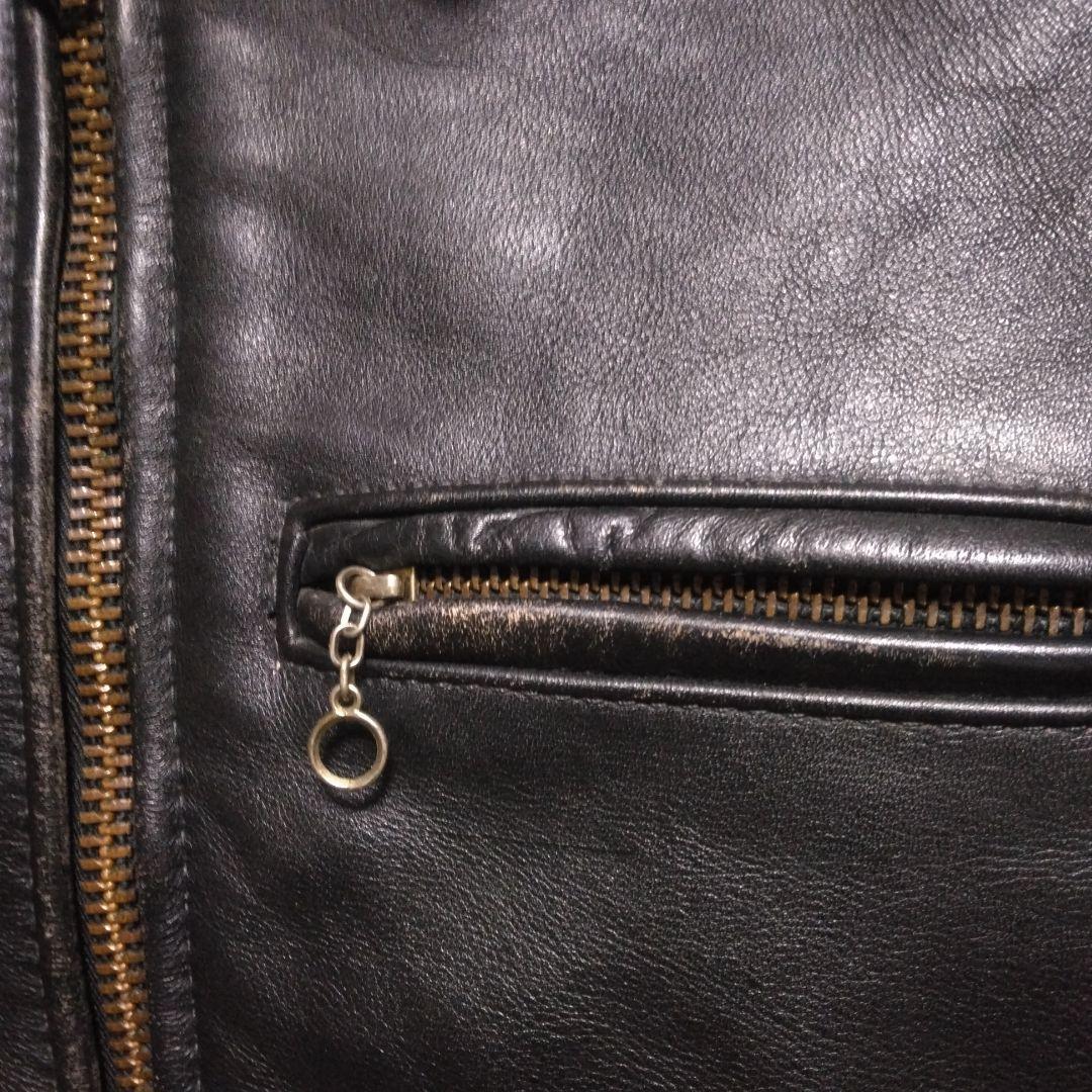 バンソン VANSON 9D ライダースジャケット 34 茶芯 ヤレ感