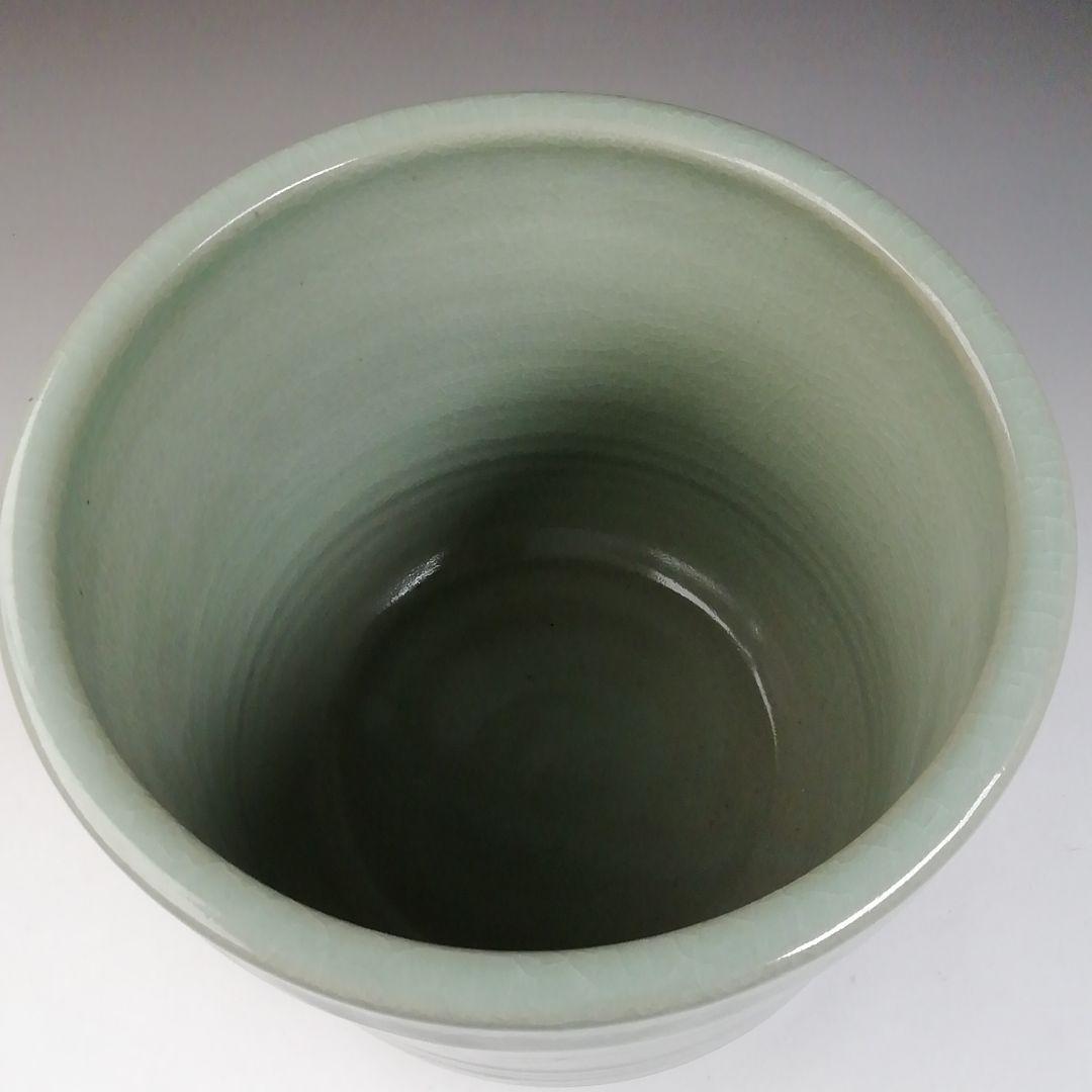 T765 水指 『青磁 雲鶴』『中村与平 造』 共箱 茶道具