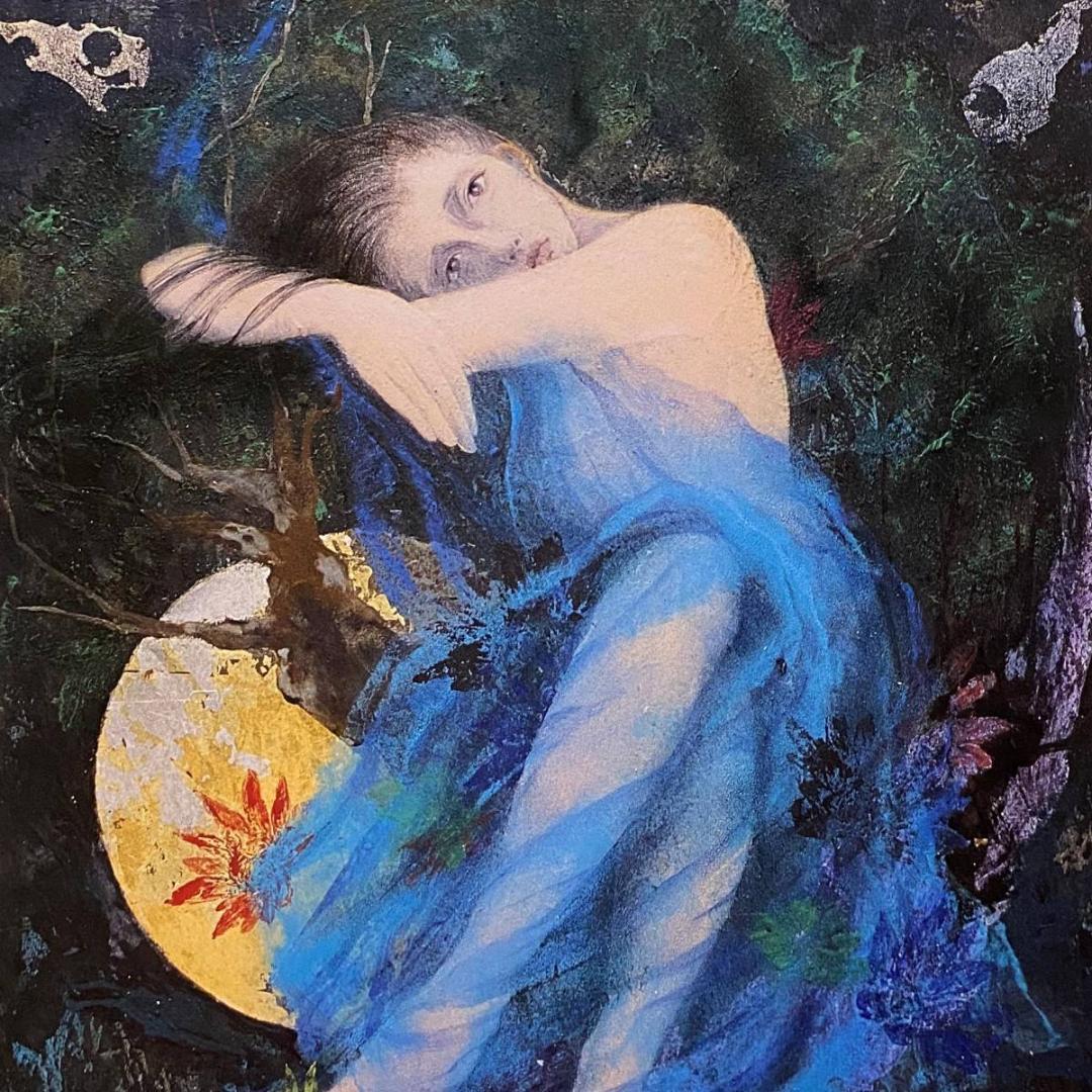 鳥山玲、【夢野ー彼方の水音ー】、希少な額装用画集より、新品額装付