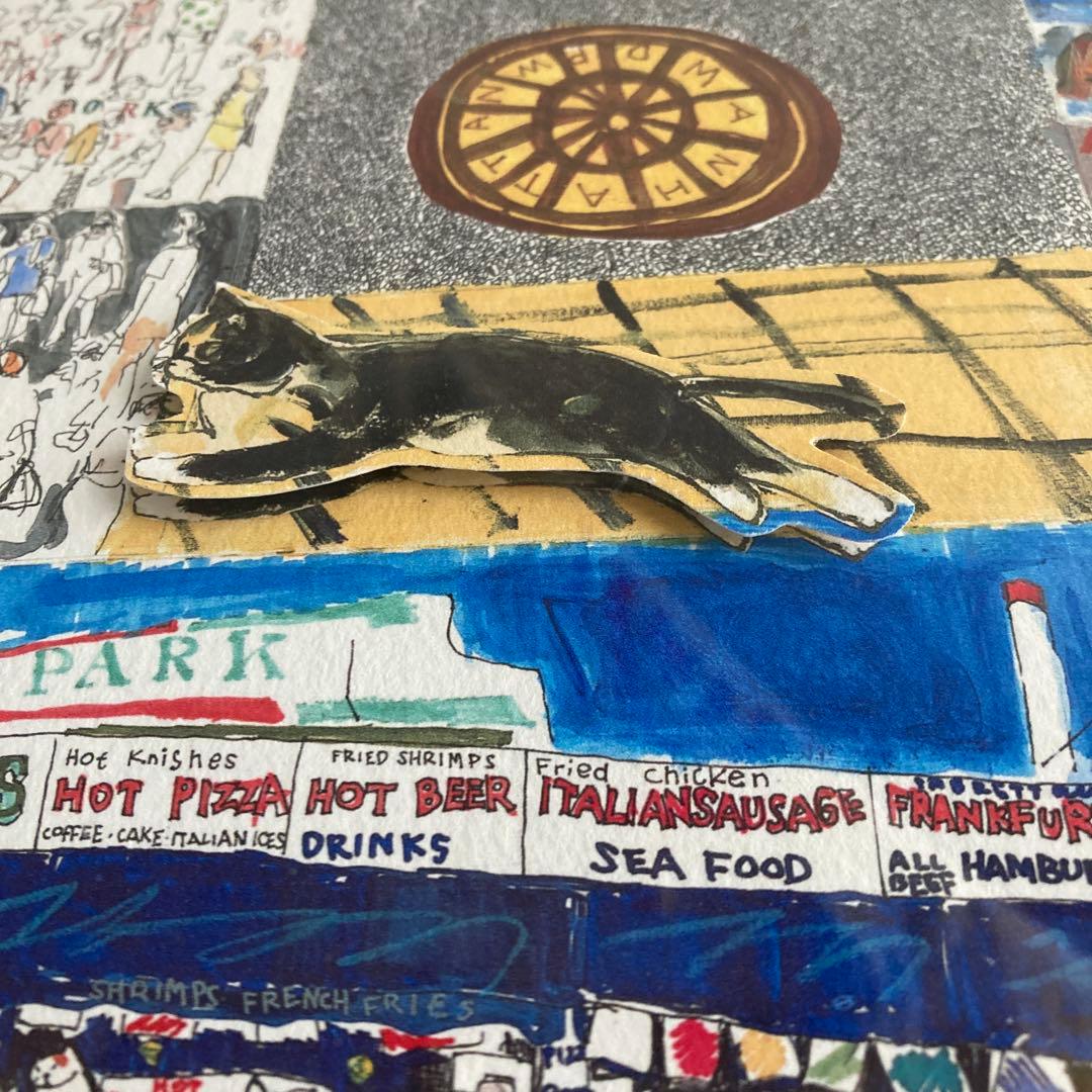 久下貴史 マンハッタナーズ 版画 猫 37cm×27cm