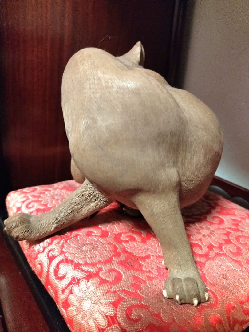 萬古焼 美術品 猫の毛づくろい