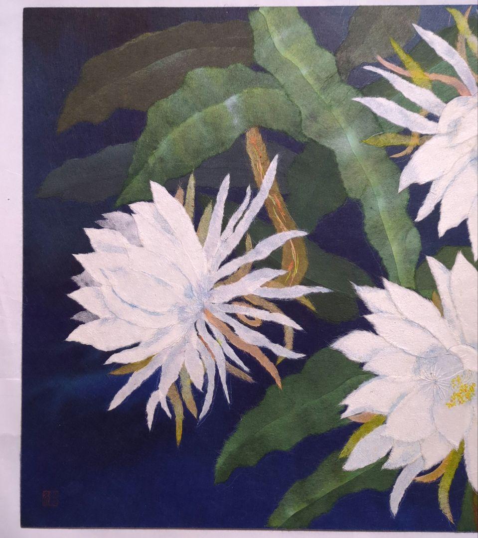 期間限定値下げ！【ちぎり絵】幻の花「月下美人」(P 10サイズ)　暮らしに彩りを