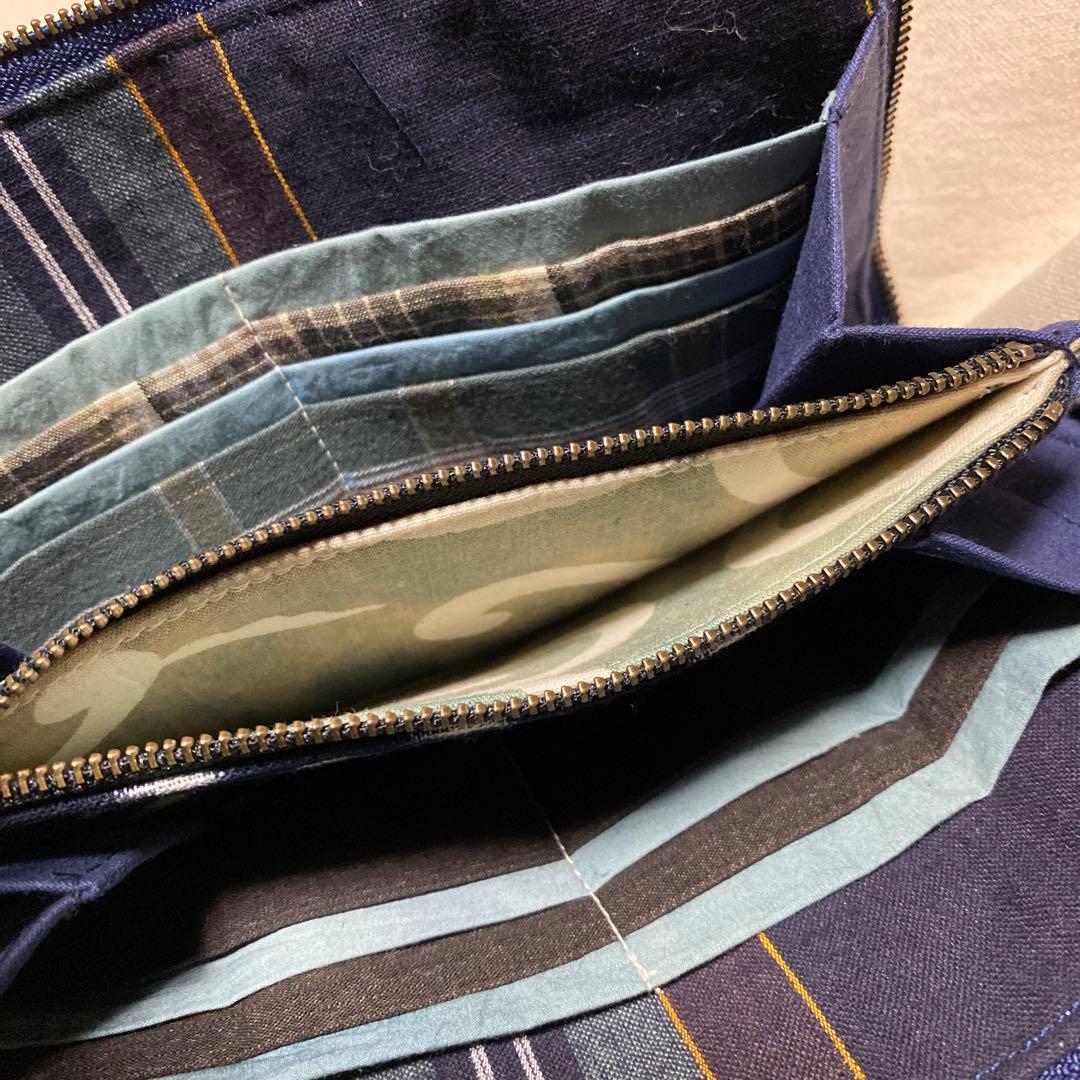 ◆手作り【長財布】藍染　型染　古布