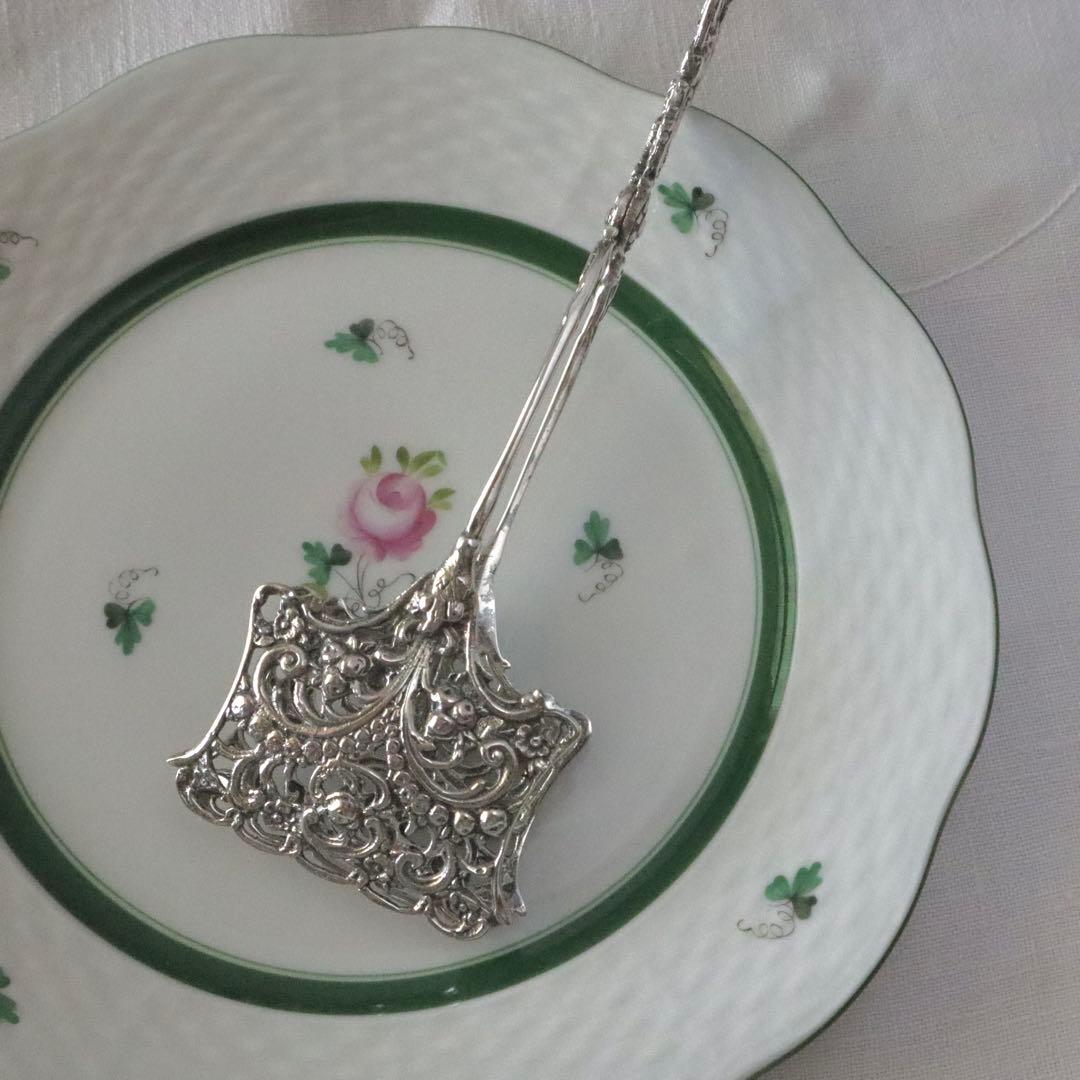 純銀ケーキトング　天使文様　ドイツ銀800