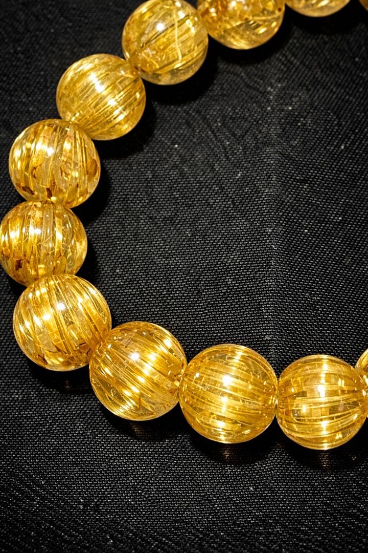 【全粒キャッツアイ・針揃い】ゴールドルチルクォーツ 天然石ブレスレット 10mm