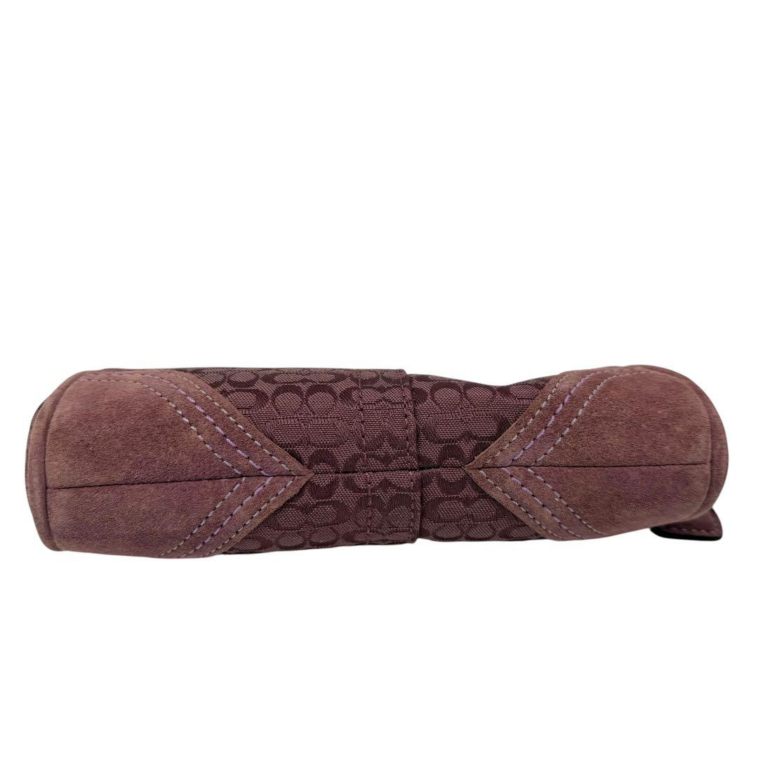 美品 COACH ポーチ がま口 シグネチャー キャンバス パープル
