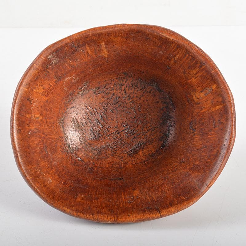 茶道具　漆塗　竹根製　茶碗　朱漆銘あり　M　R5610