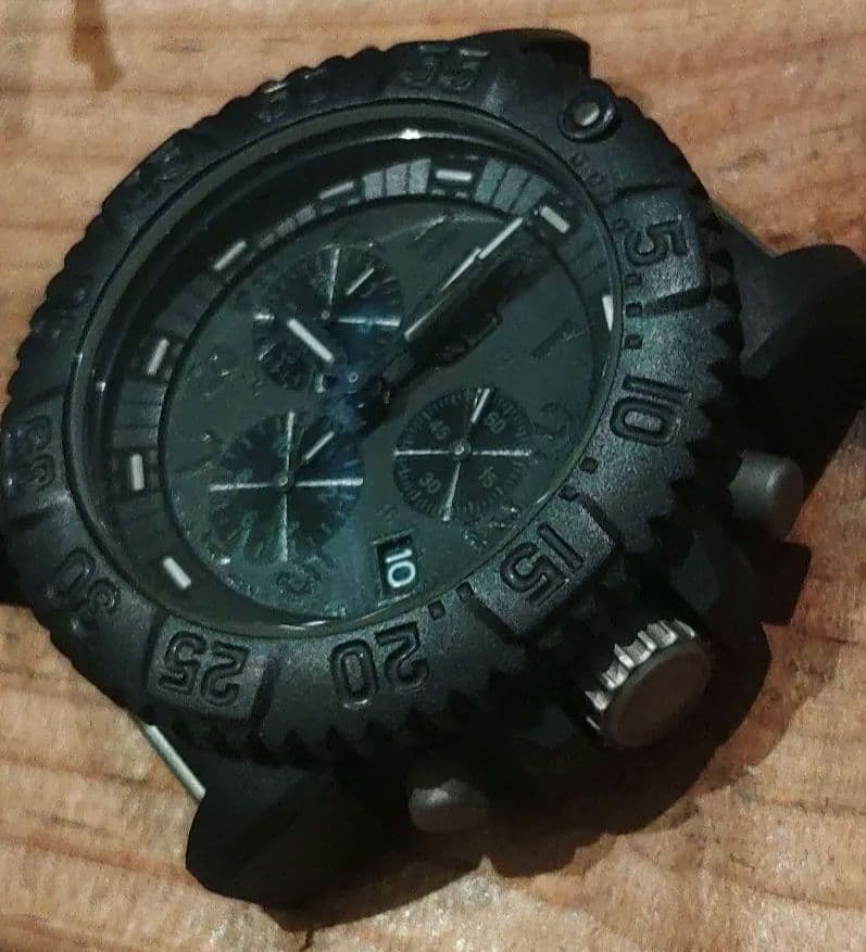 電池交換済　稼働品 LUMINOX 3080 黒 クロノ 箱説付