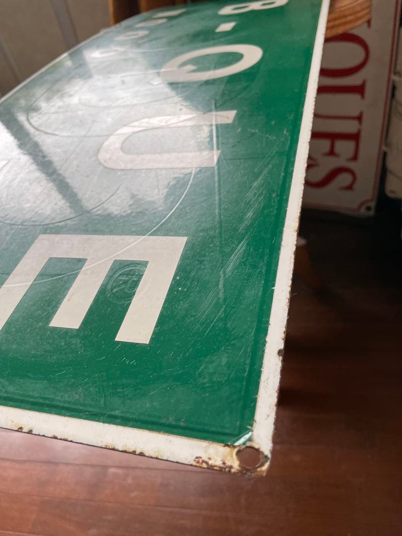 アンティーク ホーロー サイン プレート グリーン 看板 アメリカ 特大 レア