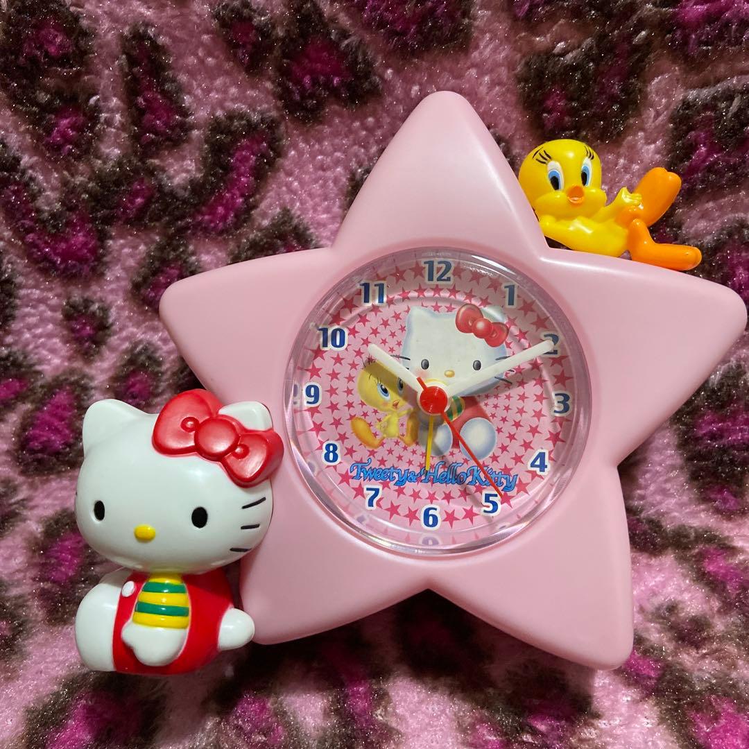 ハローキティ×トゥイーティー レトロ 小僧寿し お星さま時計 未使用