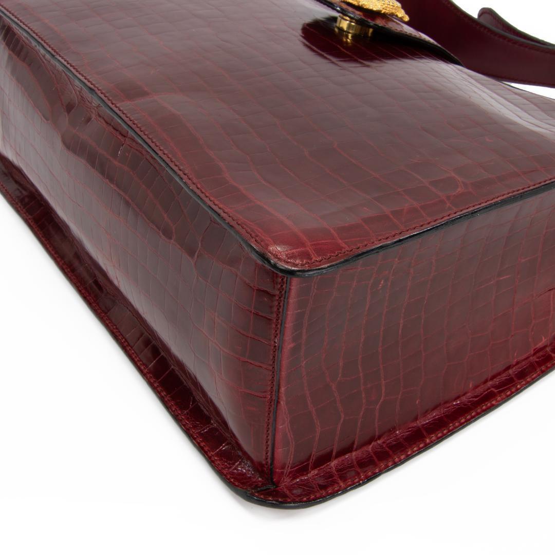 本物 オールドセリーヌ ショルダーバッグ レディース クロコ型押し 赤紫 肩掛け