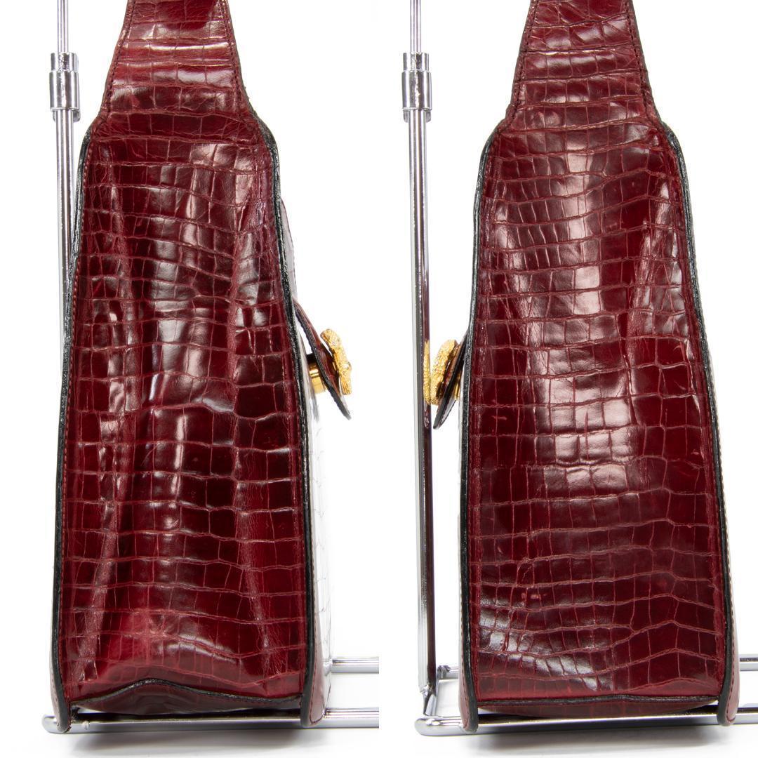 本物 オールドセリーヌ ショルダーバッグ レディース クロコ型押し 赤紫 肩掛け