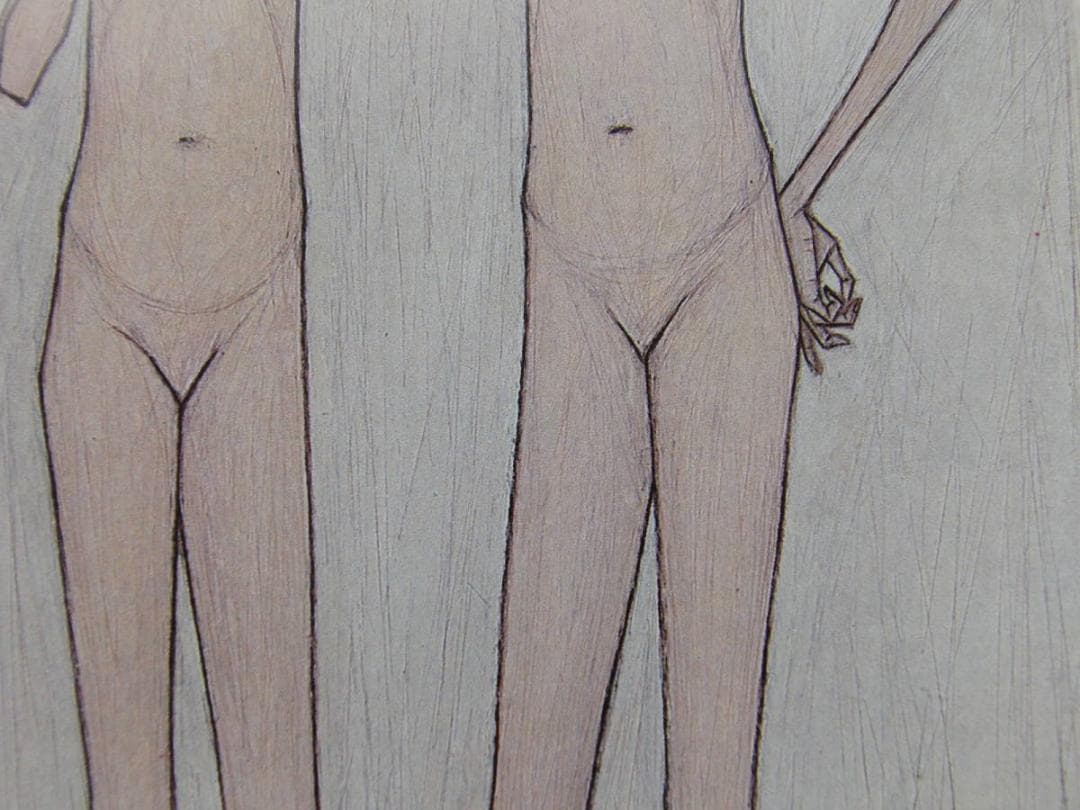 ベルナール・ビュッフェ、「Deux nus」、希少画集の額装画、人気作品