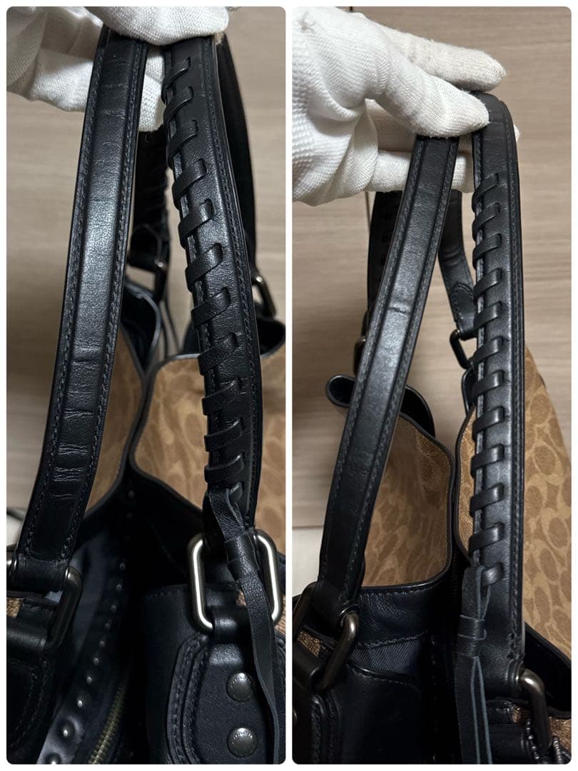 【美品】COACH イーディーショルダーバッグ シグネチャー レザー フリンジ