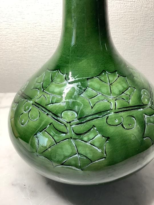 「値下げ」九谷焼　鶴首花瓶　竹田有恒作　葡萄の図