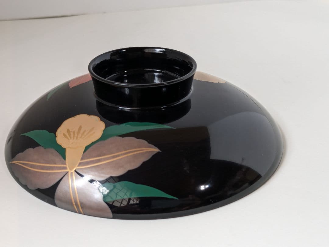 【未使用】本漆仕上げ　時代椀　会津塗　黒　芙蓉　吸物椀　三越　伝統漆器　5客