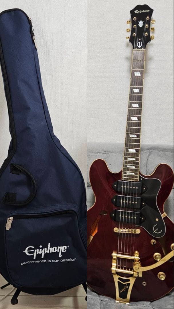 Epiphone Riviera Custom P93 （エピフォンケース付き） Epiphone Riviera Custom P93 Semi-Hollow Electric Guitar - Wine Red