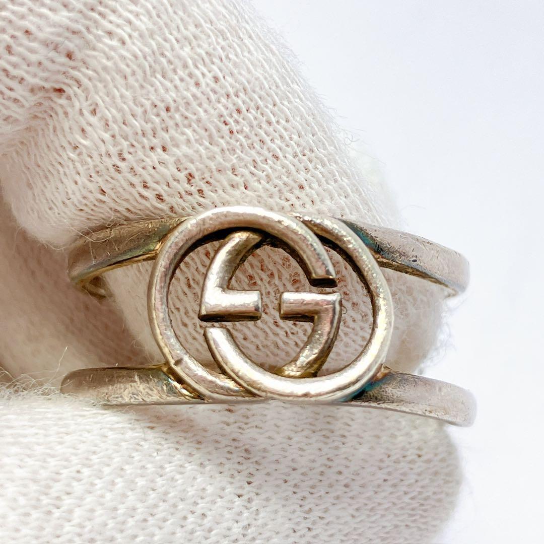 3139◯ GUCCI シルバー925 オープンリング ロゴデザイン サイズ21