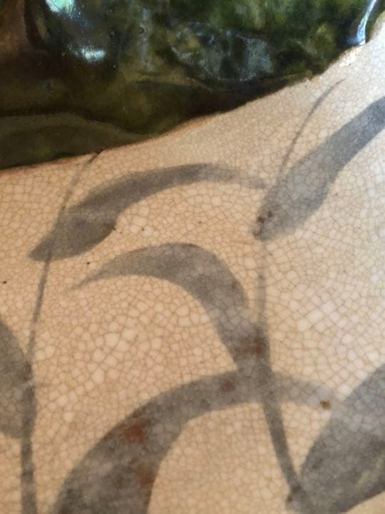 霞仙窯　織部　瀬戸赤津焼　六角大鉢　盛り鉢　貫入