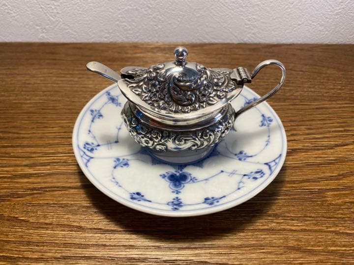 割引 アンティーク シルバープレート マスタードポット