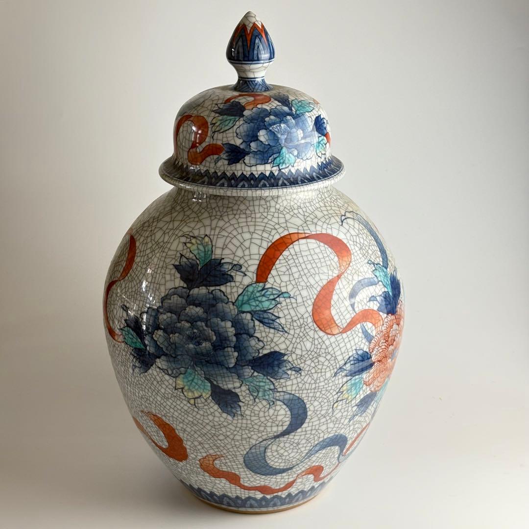 鍋島焼 青山窯 鍋島青山 色鍋島壷 壺 高さ46㎝ 飾り壷