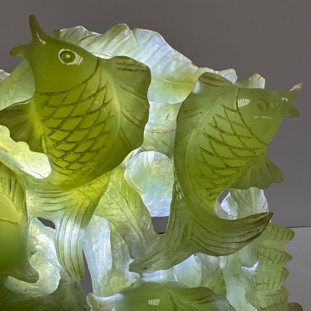 砡製　特大魚透置物　共箱　1933g/最大横幅約24㎝　東Y7-1114①