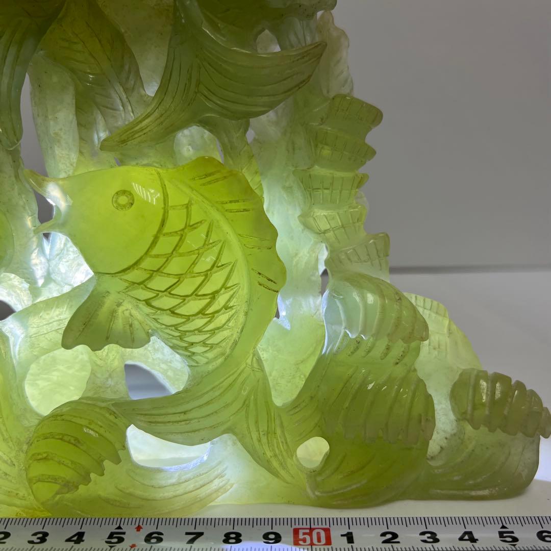 砡製　特大魚透置物　共箱　1933g/最大横幅約24㎝　東Y7-1114①