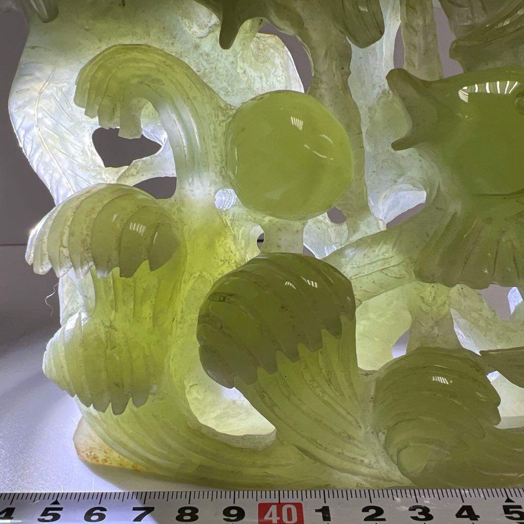 砡製　特大魚透置物　共箱　1933g/最大横幅約24㎝　東Y7-1114①