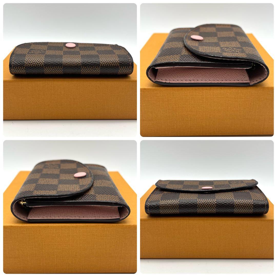 ルイヴィトン　ポルトモネロザリ　ダミエ　ローズバレリーヌ　折り財布