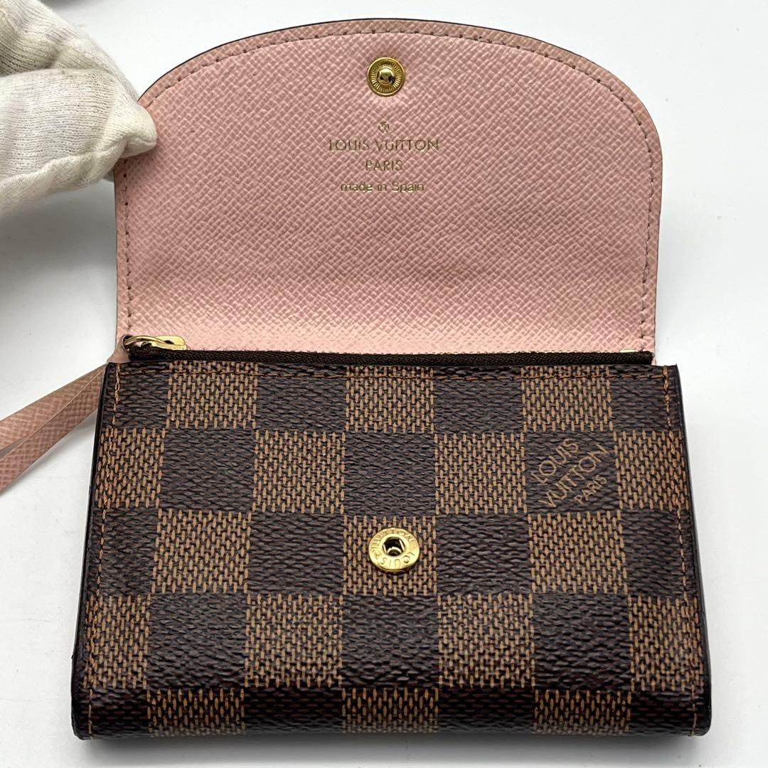 ルイヴィトン　ポルトモネロザリ　ダミエ　ローズバレリーヌ　折り財布