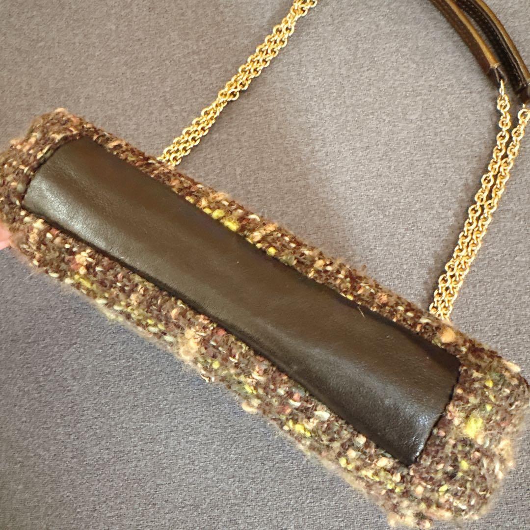 COACH　コーチ　ツイード チェーン 　パンコール　ショルダーバッグ　緑