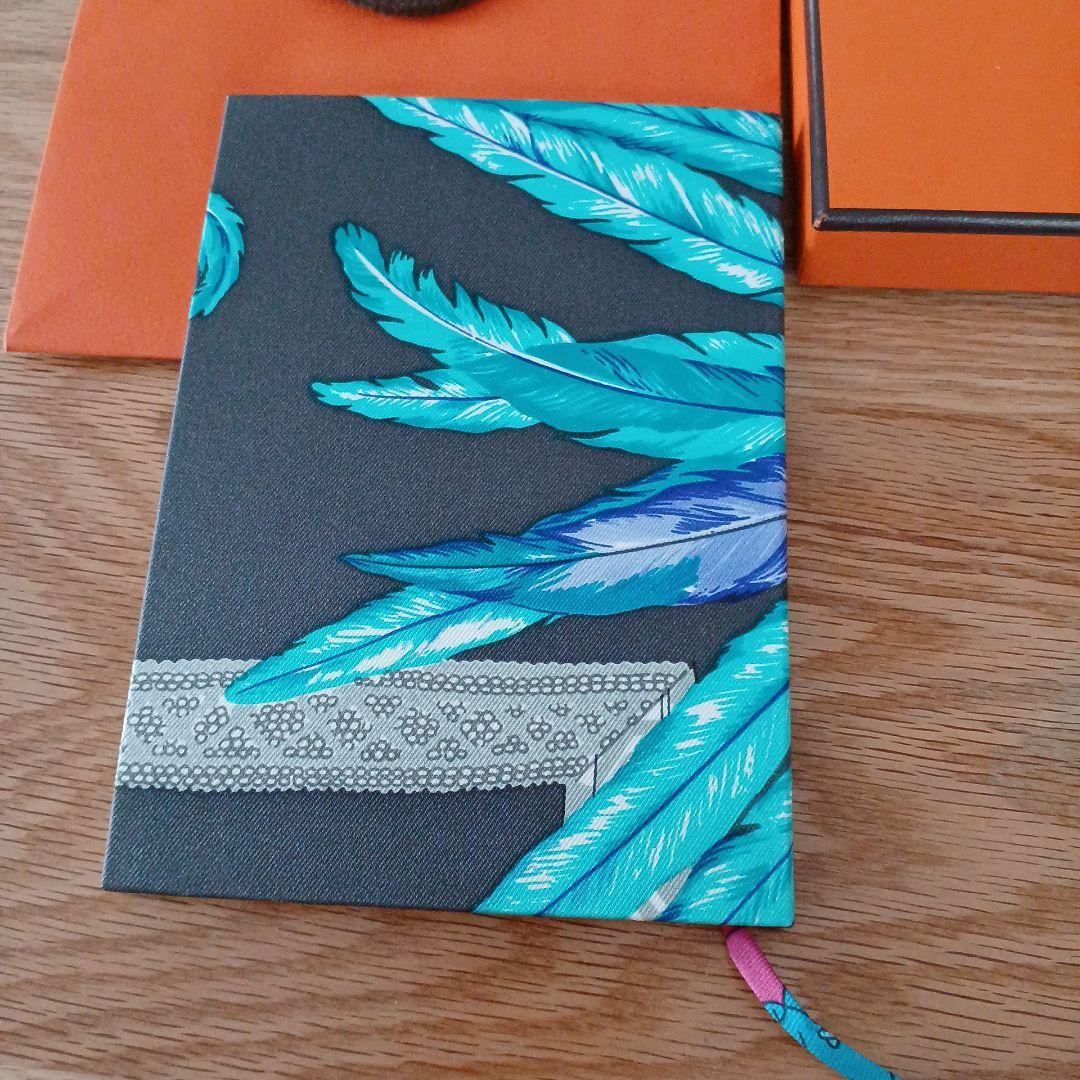 未使用！エルメス［ノート］シルク メモ帳 ブラジル 羽根柄 しおり