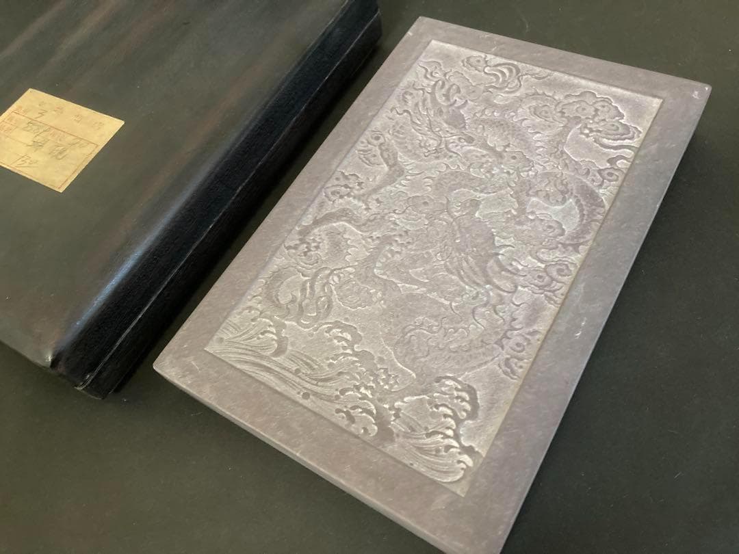 送料無料 中国古硯 鳳凰文彫刻老端渓硯 中国古玩骨董 書道具 ○30 刻印