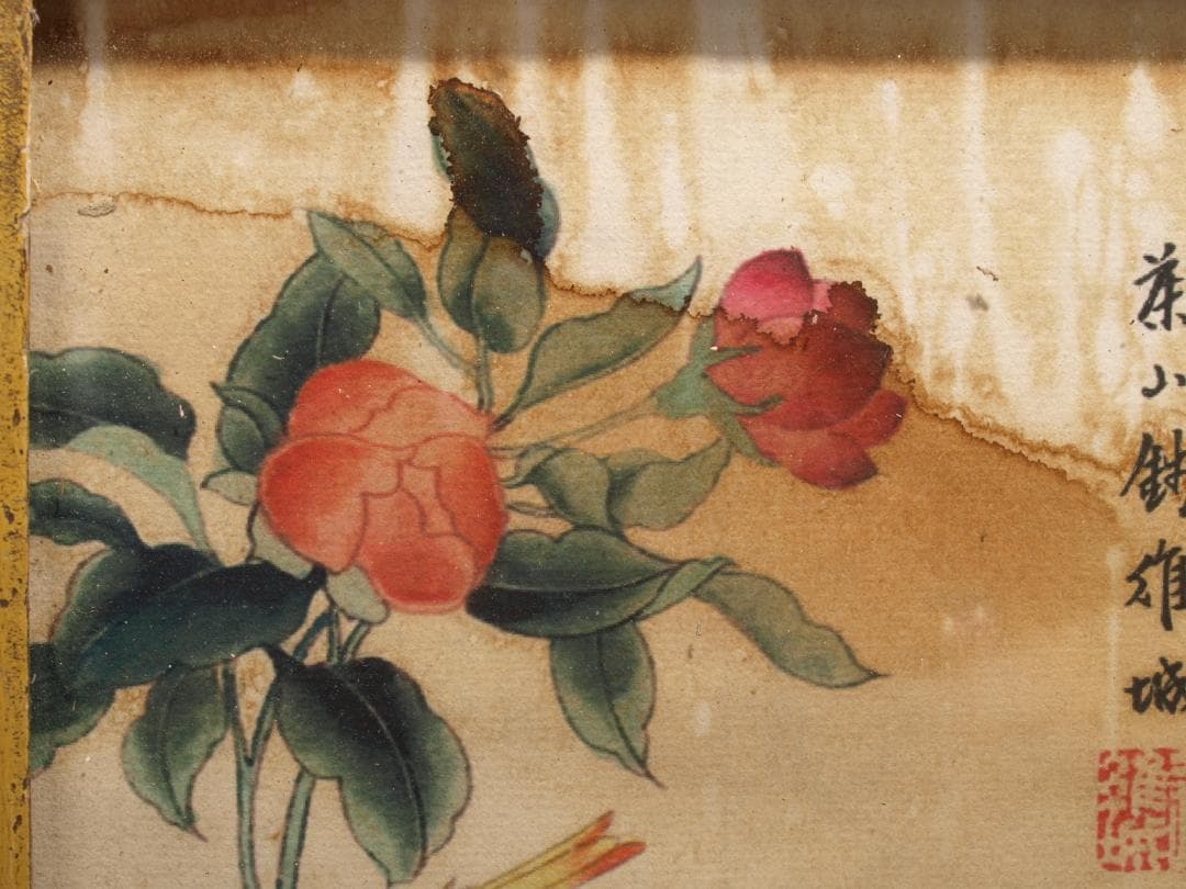 古美術 掛け軸花図 中国徐崇嗣 唐 肉筆保證 掛け軸 AK1674B8-3