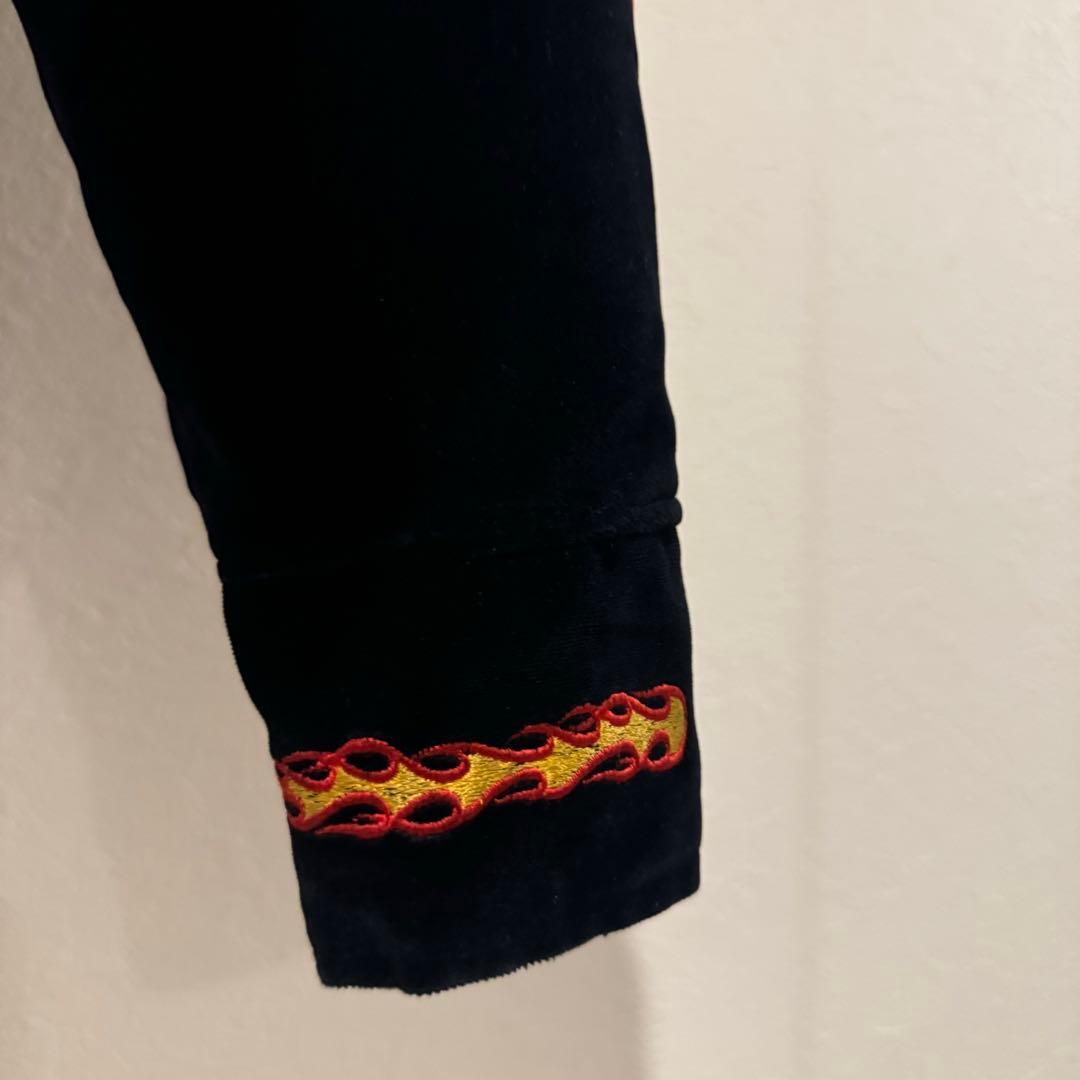 レア〉Harley-Davidson フレイム刺繍ベロアジャケット