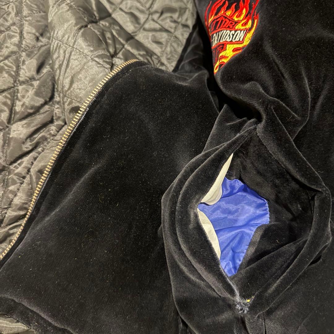 レア〉Harley-Davidson フレイム刺繍ベロアジャケット