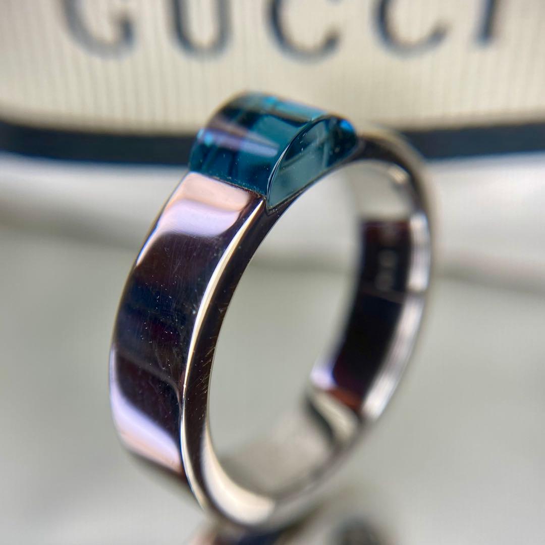 グッチ GUCCI ブルートパーズ リング K18WG 約8.0g