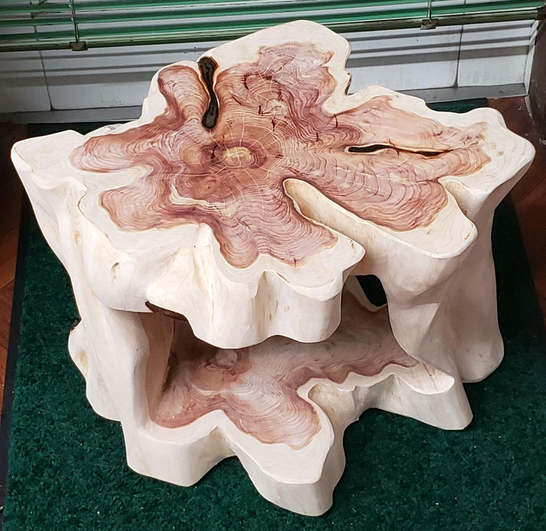 くりぬき丸太椅子　サイドテーブル