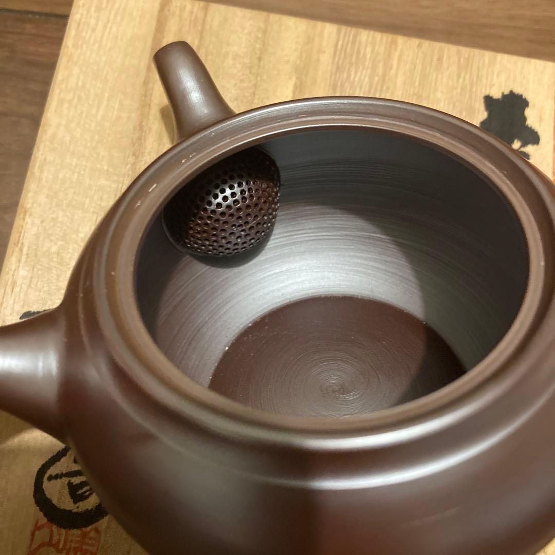 売り尽くし】【新品未使用】萬古焼 伊藤美月作 急須 紫泥 陶製茶こし