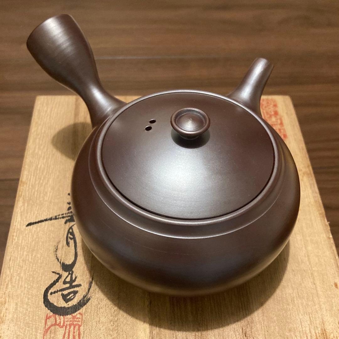 売り尽くし】【新品未使用】萬古焼 伊藤美月作 急須 紫泥 陶製茶こし