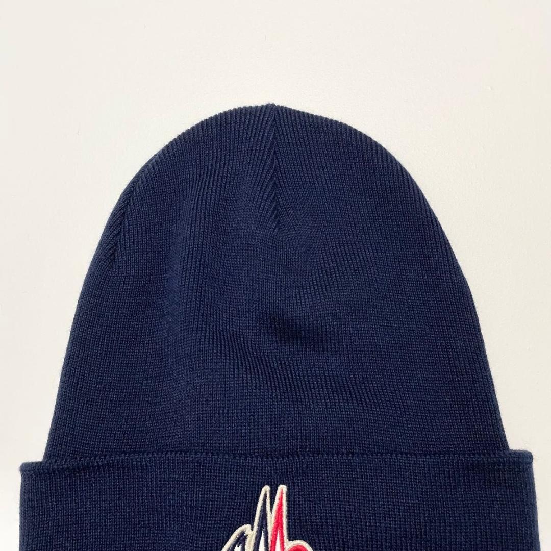 モンクレール ニットキャップ ニット帽 ロゴ ワッペン ネイビー 新品未