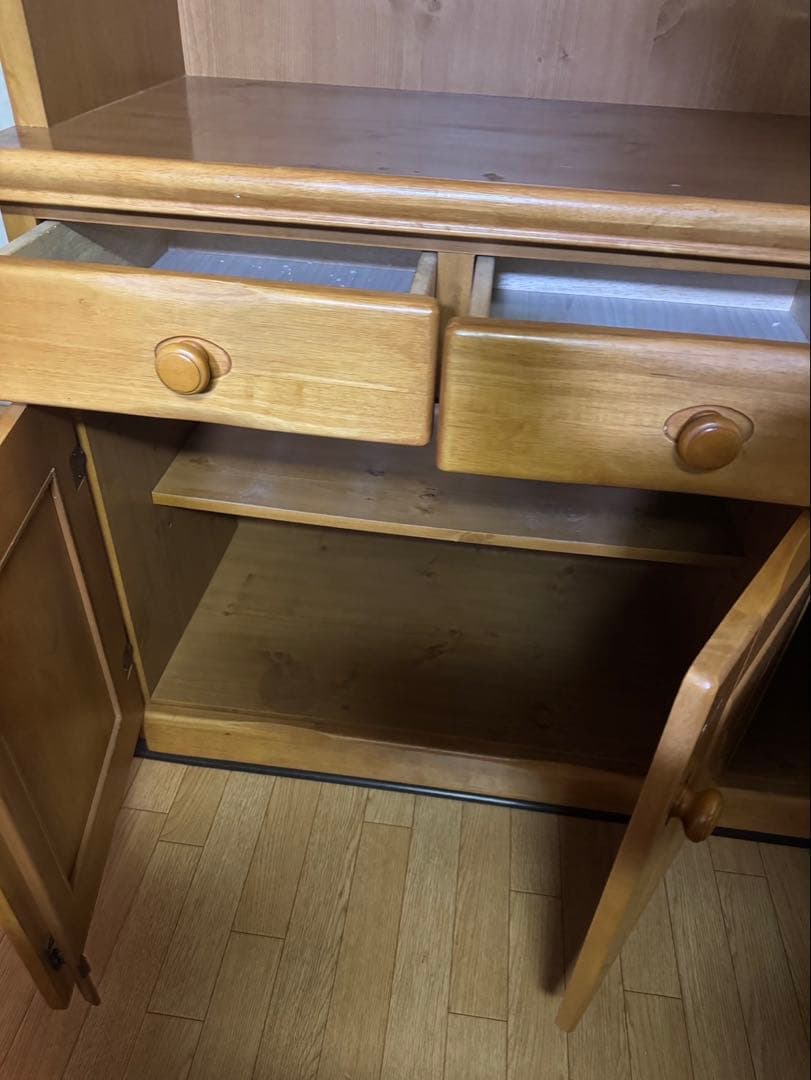 120cm幅　食器棚　カップボード　北欧風　木製　ウッドラック　上部分