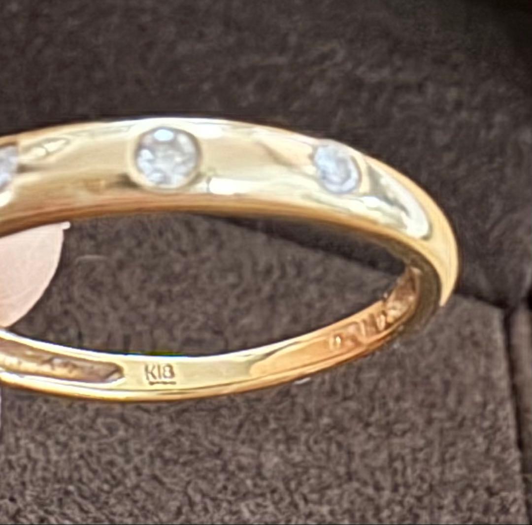 18金 ダイヤモンド リング 天然ダイヤモンド ドットリング　11号　K18