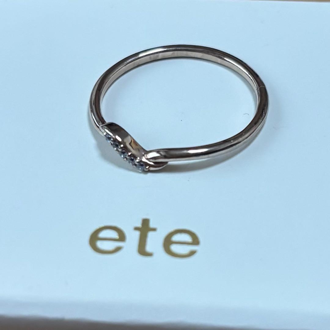 【エテ】シェア　ビジュー　リップルリング　ピンクゴールド　13号